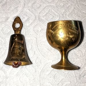 Set of 2 Engraved Goblet & Bell Made in India